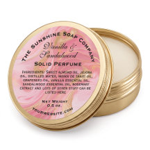 Etiqueta de Perfume Solido Rosa Delicado e Dourado