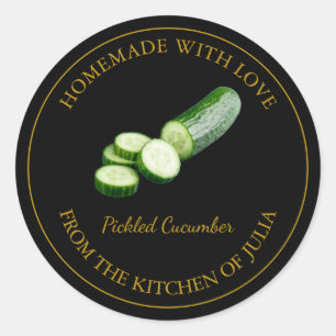 Etiqueta de picles de pepino caseiro Preto