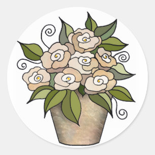 Etiqueta de pote da flor