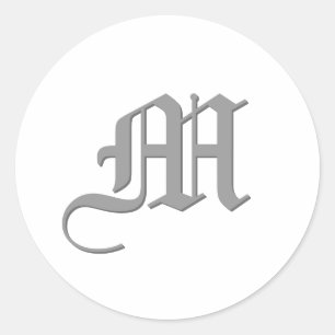 Etiqueta DE PRATA e BRANCA do monograma M - texto
