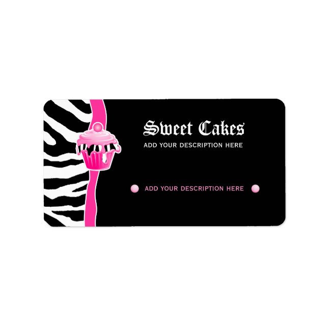 Etiqueta de preço de panificação de cupcake zebra  (Frente)