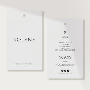 Etiqueta de Preço de Roupa Minimalista   Tamanho