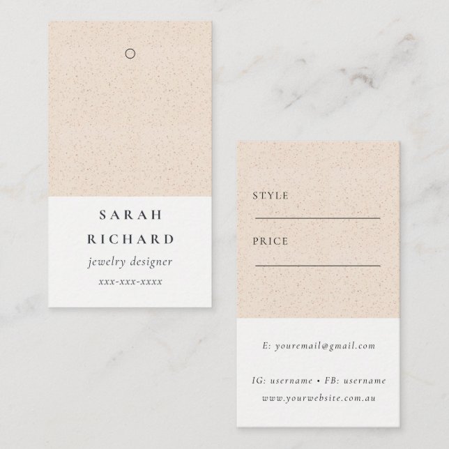 Etiqueta de preço de textura cerâmica de Blush mín (Frente/Verso)