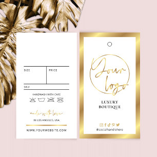 Etiqueta de preço do logotipo branco e Dourado