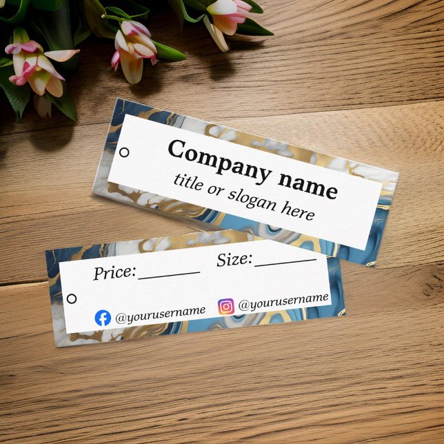 Etiqueta de preço do mármore azul e branco (Criador carregado)