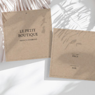 Etiqueta de Preço Quadrada de Roupas Kraft Simples