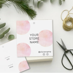 Etiqueta de Preço Quadrada em Aquarela Rosa Femini