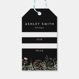 Etiqueta de Preço Sombra de Flor Selvagem Preta