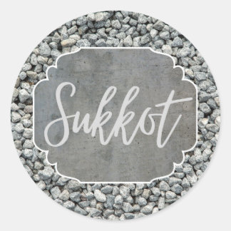 Etiqueta de Presente Adesivo Redondo Sukkot Cinza