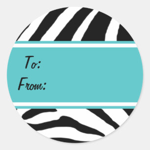 Etiqueta de Presente Azul Zebra Stripes