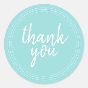Etiqueta de presente Chic Script Blue Thank You