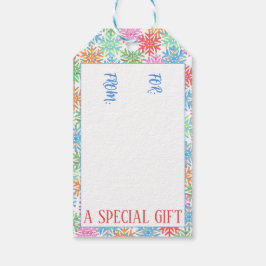 Etiqueta de Presente Colorida em Floco de Neve