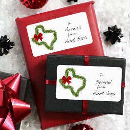 Etiqueta de Presente com Arco Vermelho de Wreath n