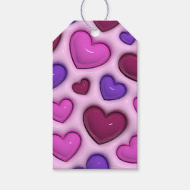 Etiqueta De Presente Com Corações 3D Brilhantes