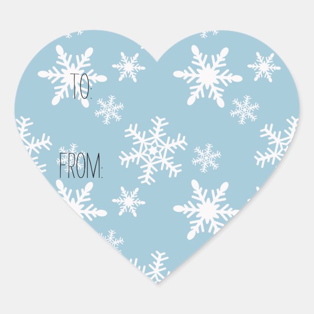 Etiqueta de Presente com Flocos de Neve Branco Azu (Frente)
