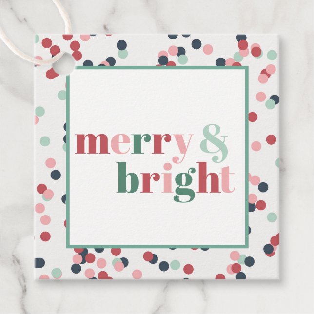 Etiqueta de Presente Confete de Natal Alegre e Bri (Frente)