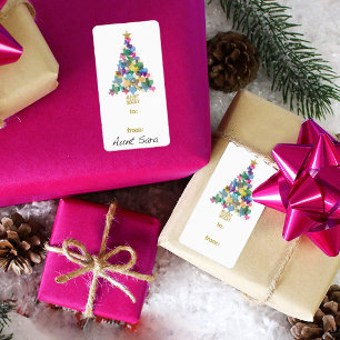 Etiqueta de Presente da Árvore de Natal Rustic Tex