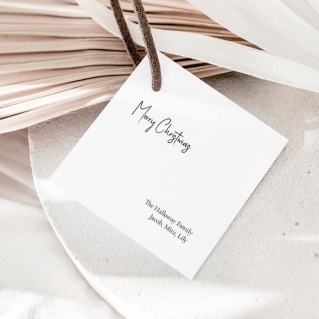 Etiqueta de Presente da Família Quadrada de Script (Criador carregado)