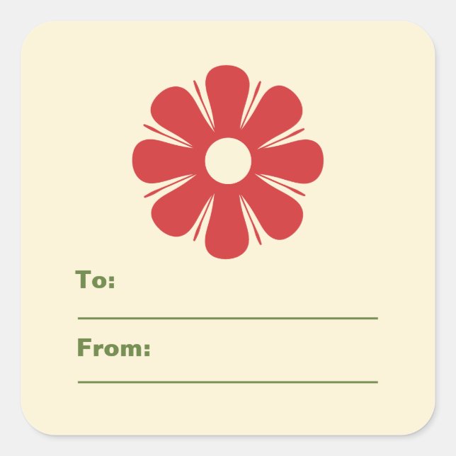 Etiqueta de Presente da Flor de Natal Retrominimal (Frente)