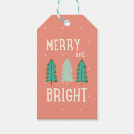 Etiqueta de presente das árvores de Natal feliz e