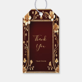 Etiqueta de Presente das Flores do Ouro Borgonha