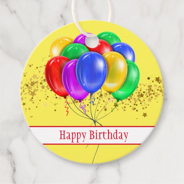 Etiqueta de Presente de Aniversário Feliz (Frente)