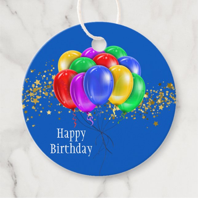 Etiqueta de Presente de Aniversário Feliz (Frente)