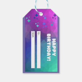 Etiqueta de Presente de Aniversário Feliz (Roxo)