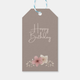 Etiqueta de Presente de Aniversário Floral Cor-de-