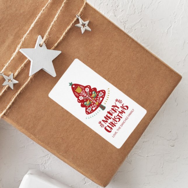 Etiqueta de Presente de Árvore de Natal de Folha E (Criador carregado)