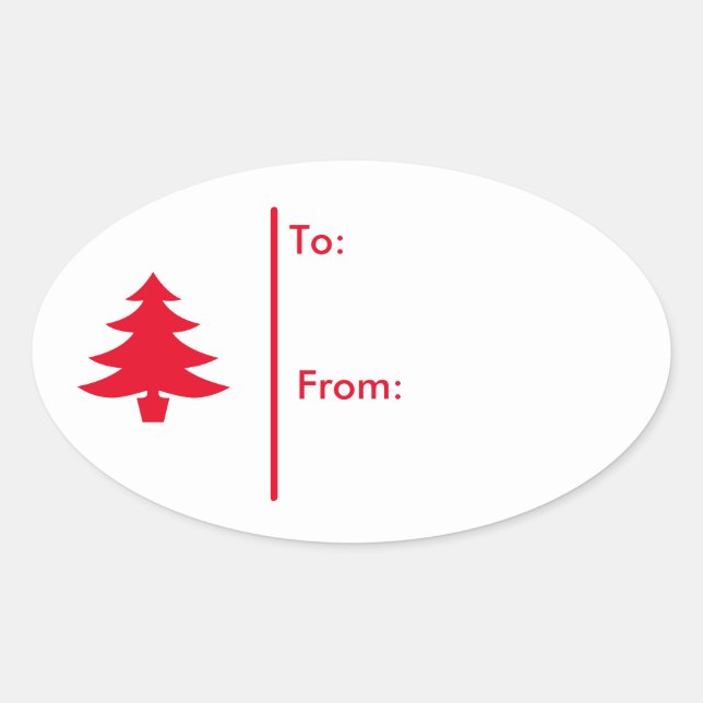 Etiqueta de Presente de Árvore de Natal Oval Verme (Frente)