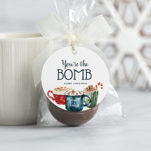 Etiqueta de presente de bomba de chocolate quente