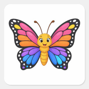 Etiqueta de Presente de Borboleta Arco-Íris Brilha