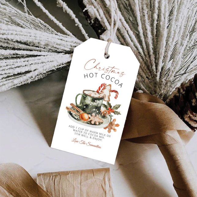 Etiqueta de presente de cacau quente feriado (Criador carregado)