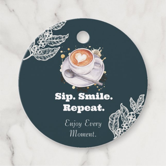 Etiqueta de Presente de Café com Arte de Latte Sip (Frente)