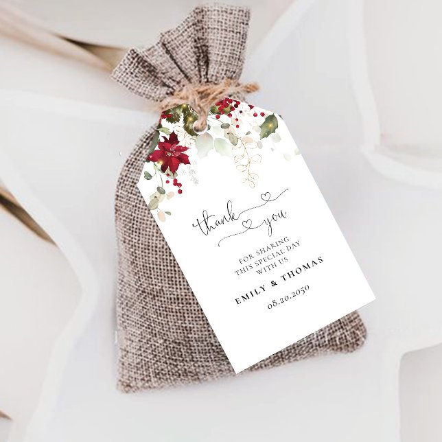 Etiqueta de Presente de Casamento de Poinsettia Ve (Criador carregado)