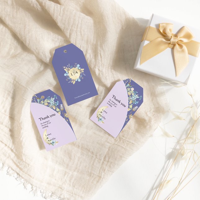 Etiqueta de Presente de Casamento Roxo da Lua Whim (Criador carregado)