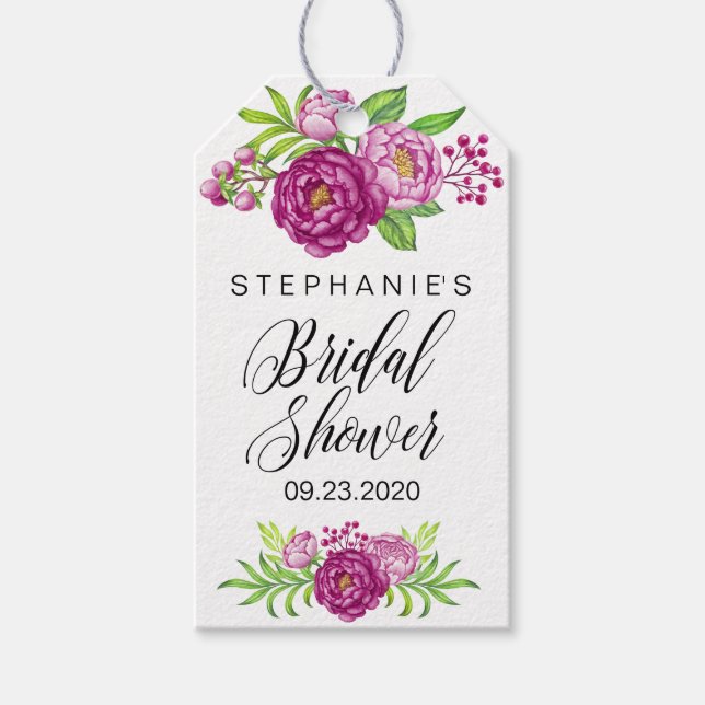 Etiqueta de Presente de Chá de panela de Peonies A (Frente)