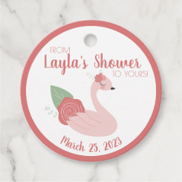 Etiqueta de Presente de Cisne Rosa do Meu Chuveiro