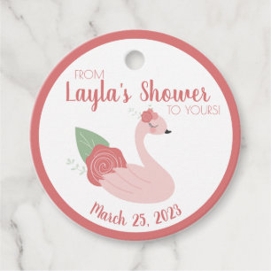 Etiqueta de Presente de Cisne Rosa do Meu Chuveiro