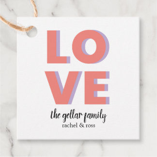 Etiqueta de Presente de Colorblock de Amor em Faix