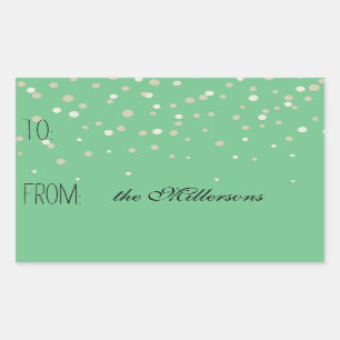 Etiqueta de Presente de Confetti Dourado e Branco