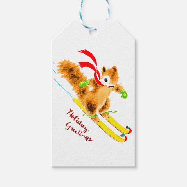 etiqueta de presente de esqui de esquilo (Frente)