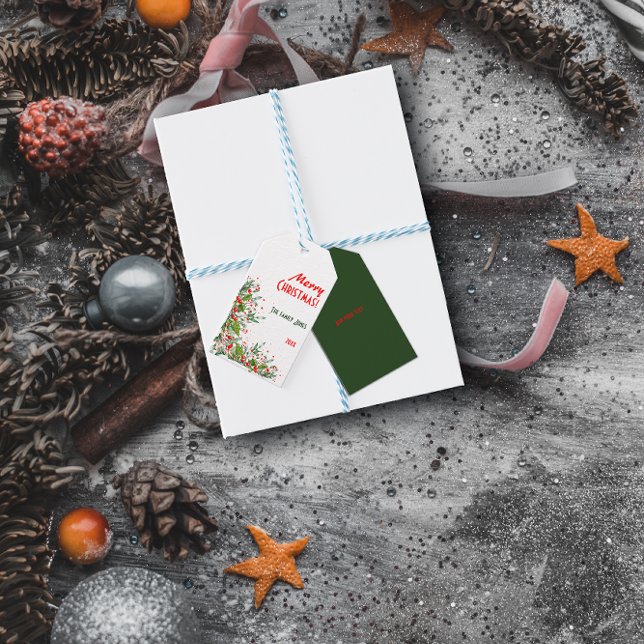 Etiqueta de presente de Feliz Feriado com roteiro  (Criador carregado)