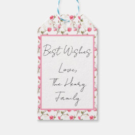 Etiqueta de presente de flor de magnólia rosa, per