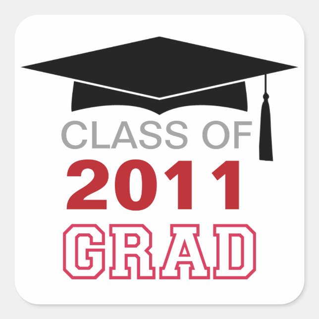 etiqueta de presente de formatura de ano vermelho  (Frente)