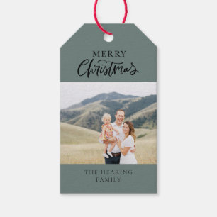 Etiqueta de Presente de Foto de Natal com Letra Mã