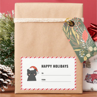 Etiqueta de presente de gato de Natal bonito para