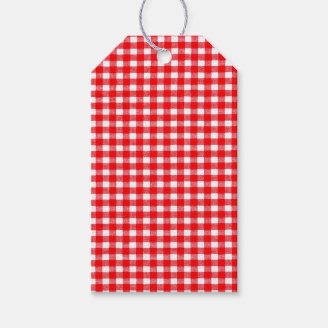 Etiqueta de Presente de Gingham Vermelho (Frente)