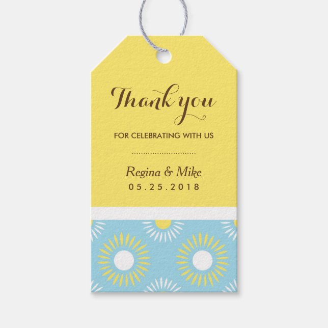 Etiqueta de Presente de Girassol Amarelo Azul para (Frente)